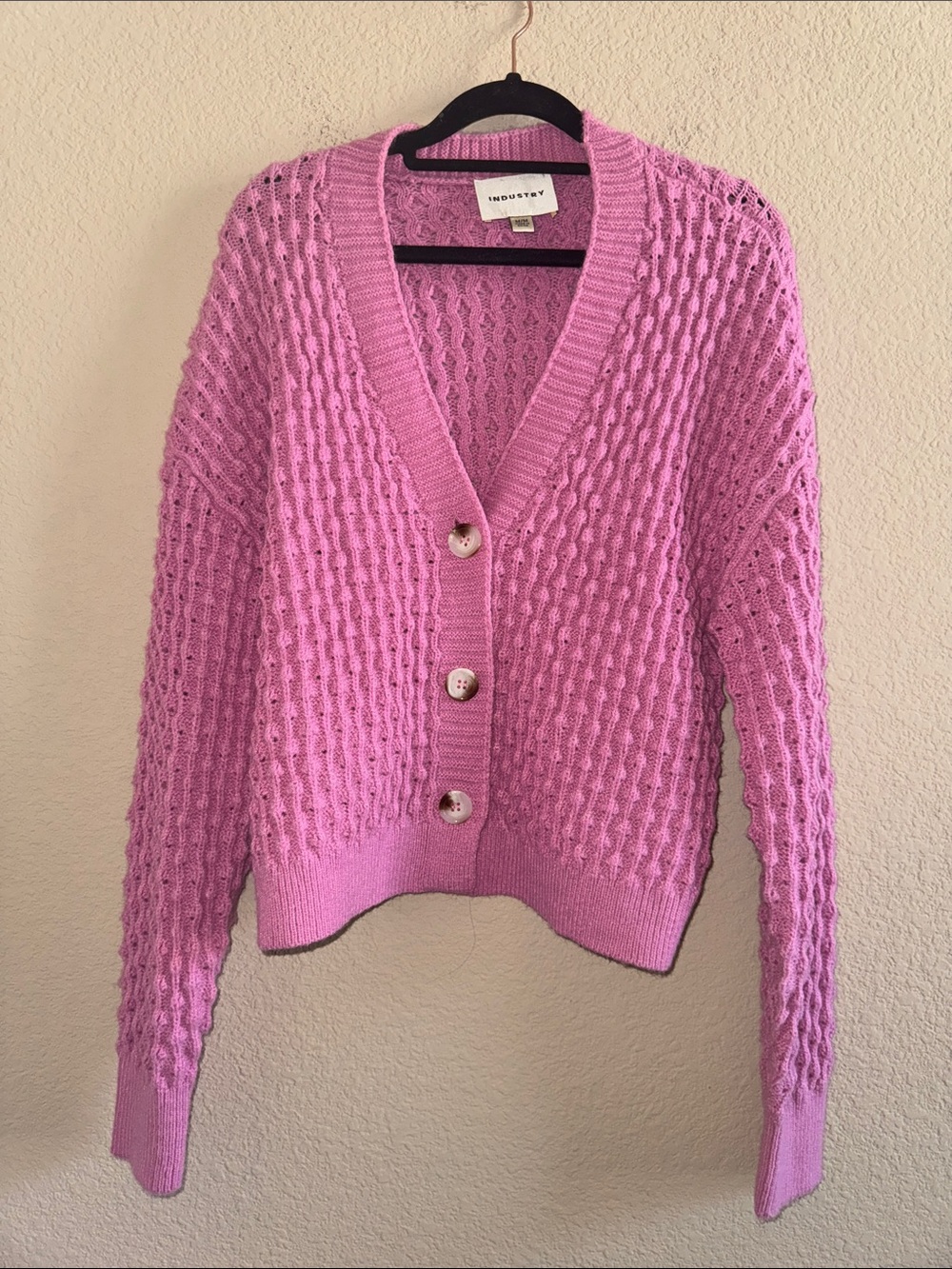 Industry Chunky Knit Pink Cardigan Size Medium